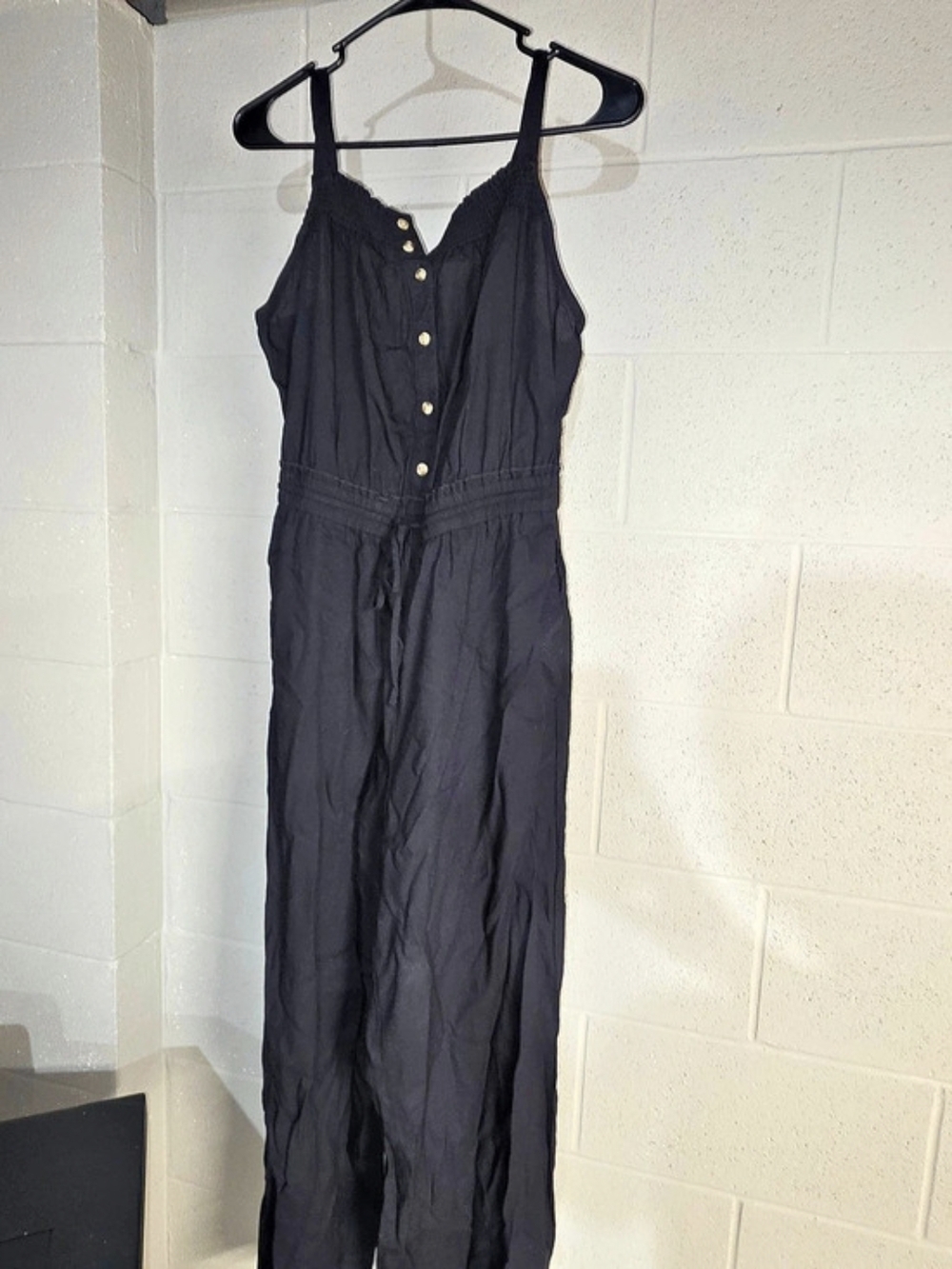 Black Button-Front Jumpsuit Like New